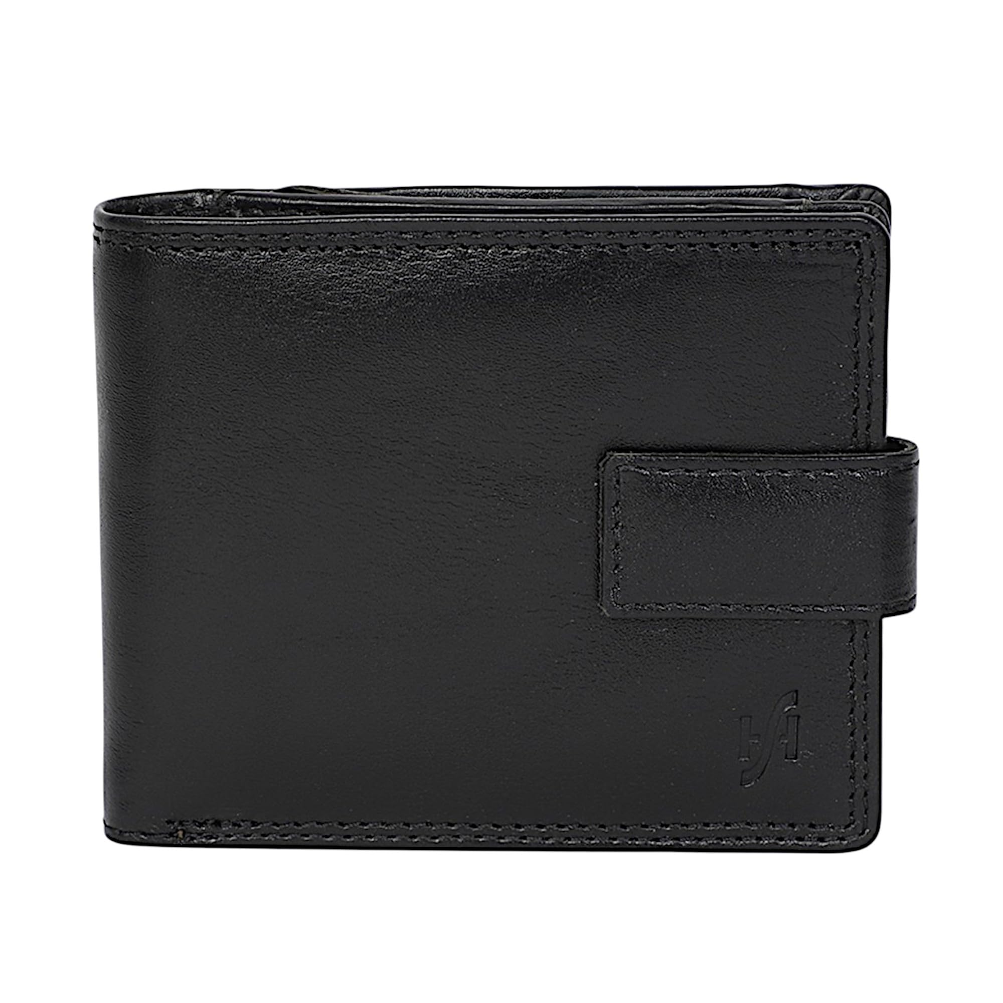 STARHIDE RFID Blocking Men's Real Leather Zipper Coin Pocket Wallet Purse - 1180 (Black)