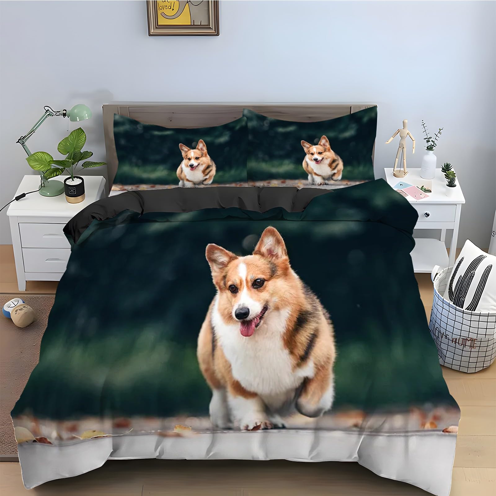 Housse de couette Corgi 220x240 pour une chambre d'enfant ou d'adulte passionné d'animaux