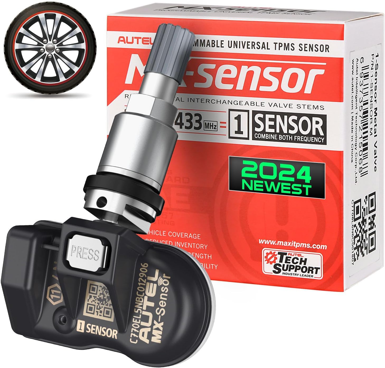 Autel TPMS Sensor MXSensor, 315MHz + 433MHz Dual Frequency Tire