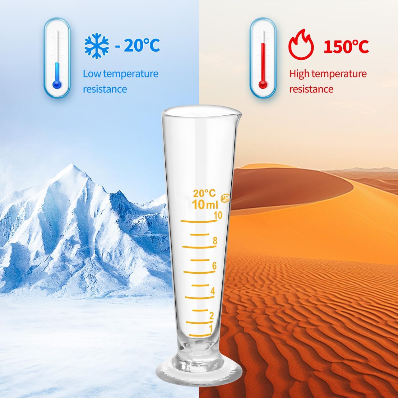 Totority Graduated Glass Cup 10ml - Precision Lab Measuring Device