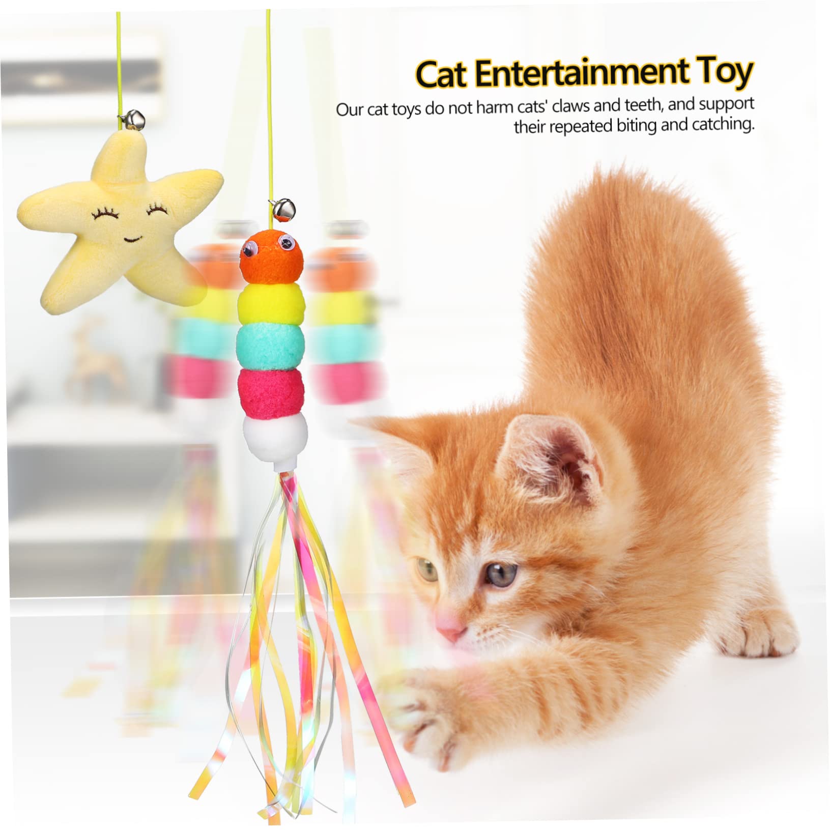 Didiseaon 18piezas Juguetes Colgantes para Gatos con Campana y Cuerda Retráctil Juguetes Interactivos para Mascotas Puertas Diseño De Ratón y Oruga para Gatos Interiores