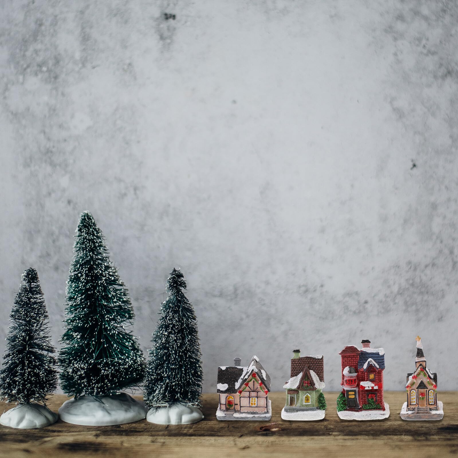 POPETPOP Adorno de Resina Luminosa para Navidad Diseño de Casita, Batería Incluida, Detalles Delicados para Decorar Escritorio o Comedor en Casa Varios Estilos
