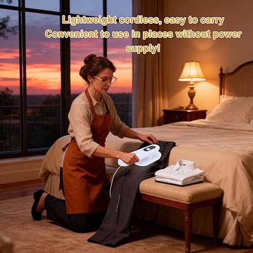 Miniatura 5 de Cordless Clothes Dry Iron, Handheld Clothes Iron, Small Portable 5s Rapid Heating Folding Wrinkle Remover for Home Travel