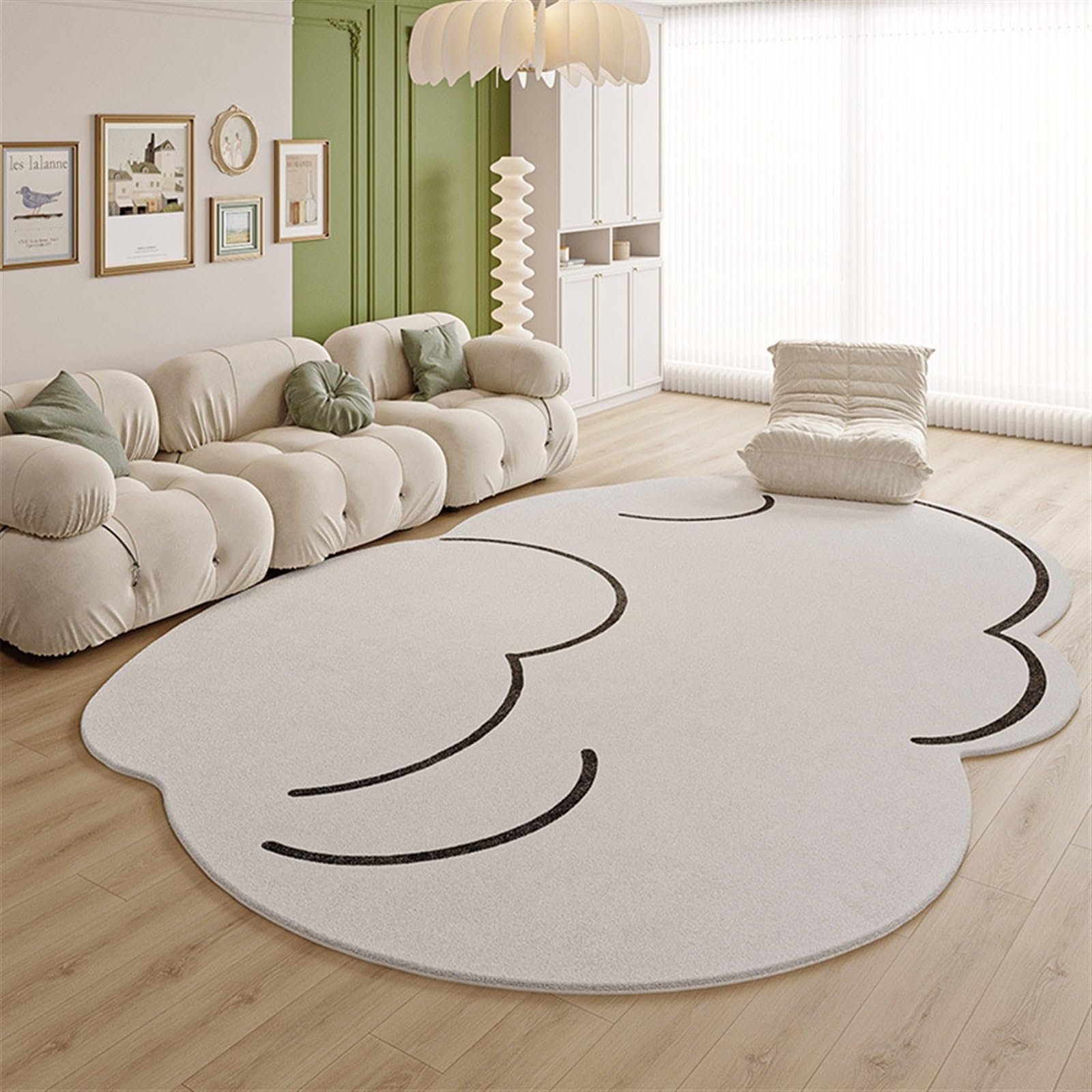 Tapis imprimé forme irrégulière salon décoration intérieur durable