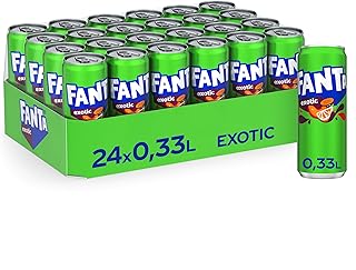 Fanta Exotic - with intense taste of a mixture of tropical fruits - sparkling refreshing soft drink in disposable cans (24...