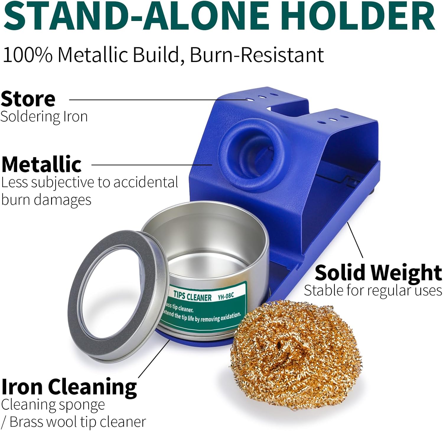 YIHUA M-2 Soldering Iron Holder, Heat-resistant Tip Cleaner with Brass Wool Tip Cleaner and Cleaning Sponge for Stable Soldering Iron Storage and Cleaning