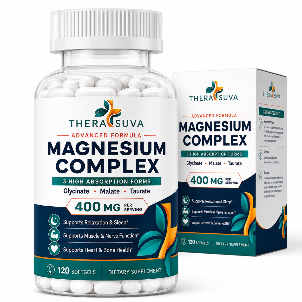 Elemental Magnesium Complex 400mg, High Absorption 120 Veggie Softgels