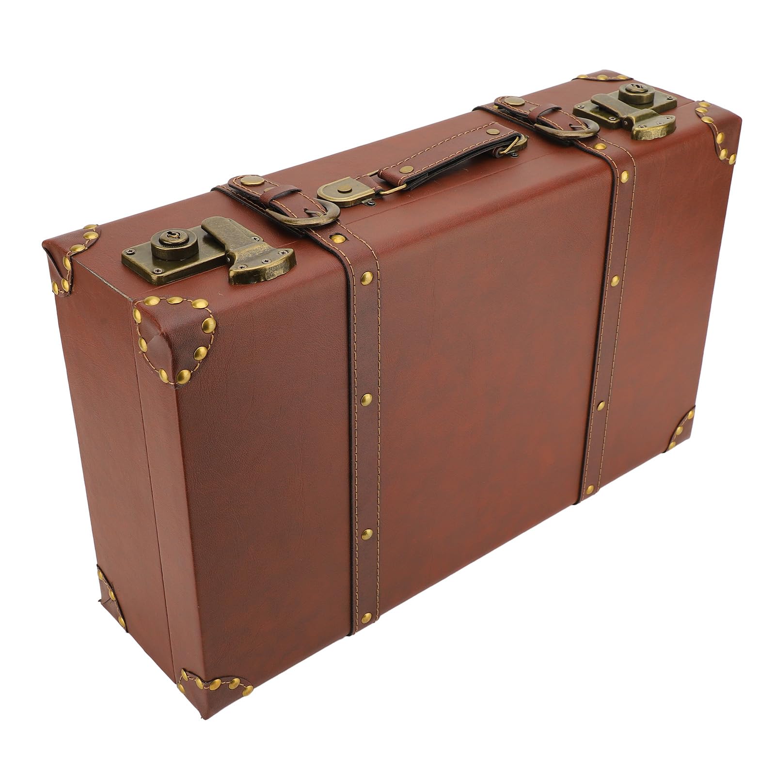 Valigia in Pelle Vintage, da Viaggio Piccola, con Chiusura in Lega, da Trasporto per Uomo e Donna, Baule Decorativo, Marrone