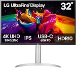 LG Ultrafine 32UP83AK-W Moniteur 4K UHD de 32 po, VESA DisplayHDR 400, panneau IPS, précision des couleurs sRGB 95%, USB-C, 60W PD, double HDMI, réglable en inclinaison/hauteur/pivot, haut-parleurs intégrés, blanc