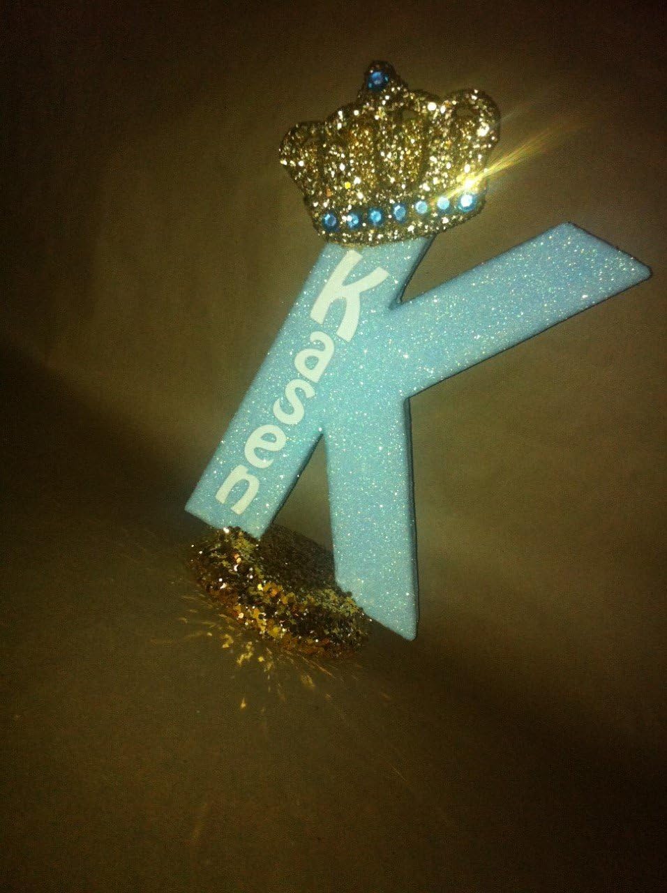 Personalized Royal themed centerpieces for baby shower centerpieces. Glitter crown centerpieces. Prince theme or Princess theme 10" sparkling letters or numbers!