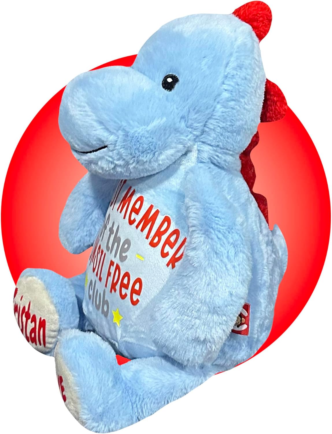 Tonsils Out Gift for Children - Personalized Gifts for Tonsillectomy - Tonsillectomy Recovery Kids - Face Heating Pad - Get Well Soon Gift for Kids Post Tonsil Surgery (Blue Dinosaur)