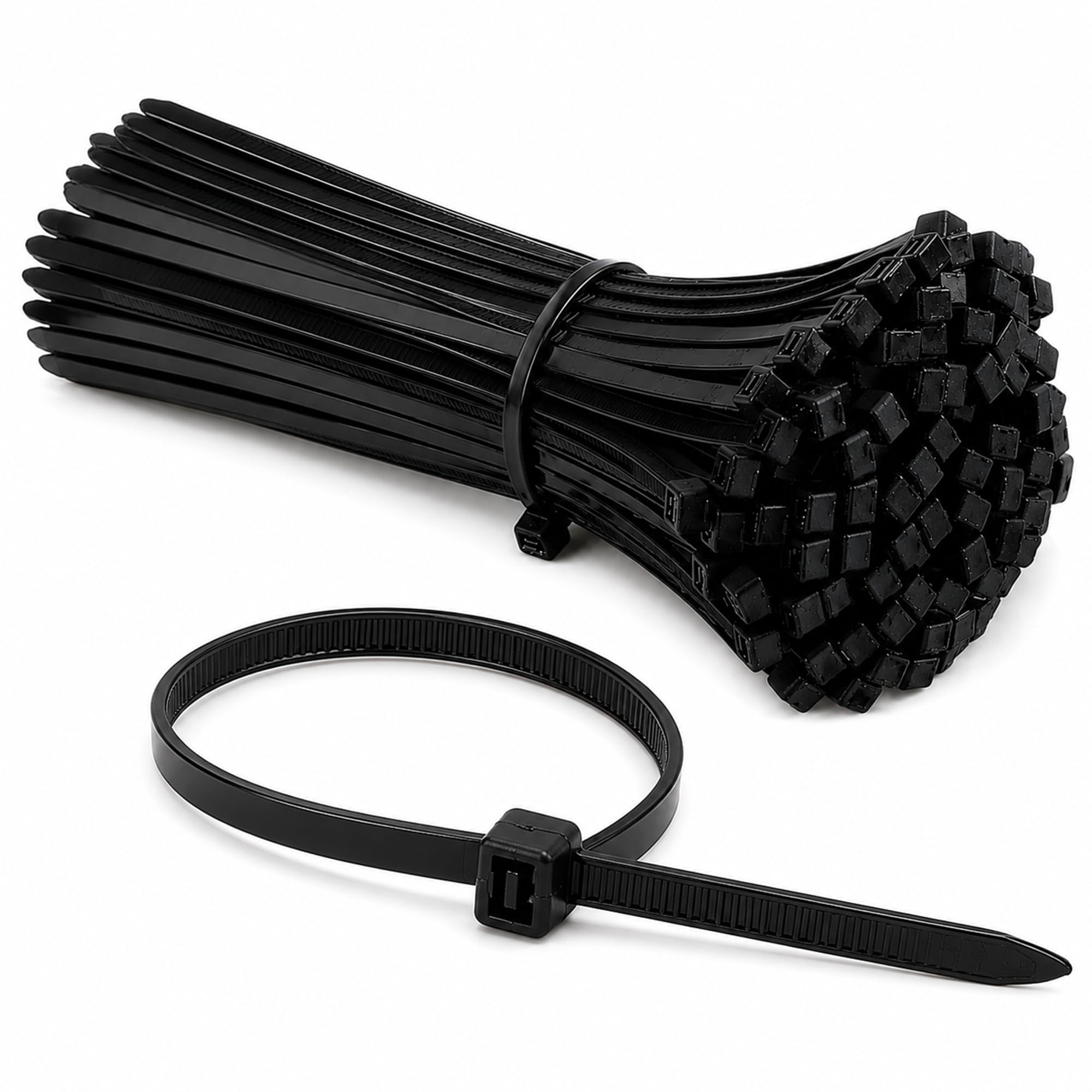 LampStation Cable Ties Black 300x4.8mm 50lbs Nylon Zip Ties 100 Pack
