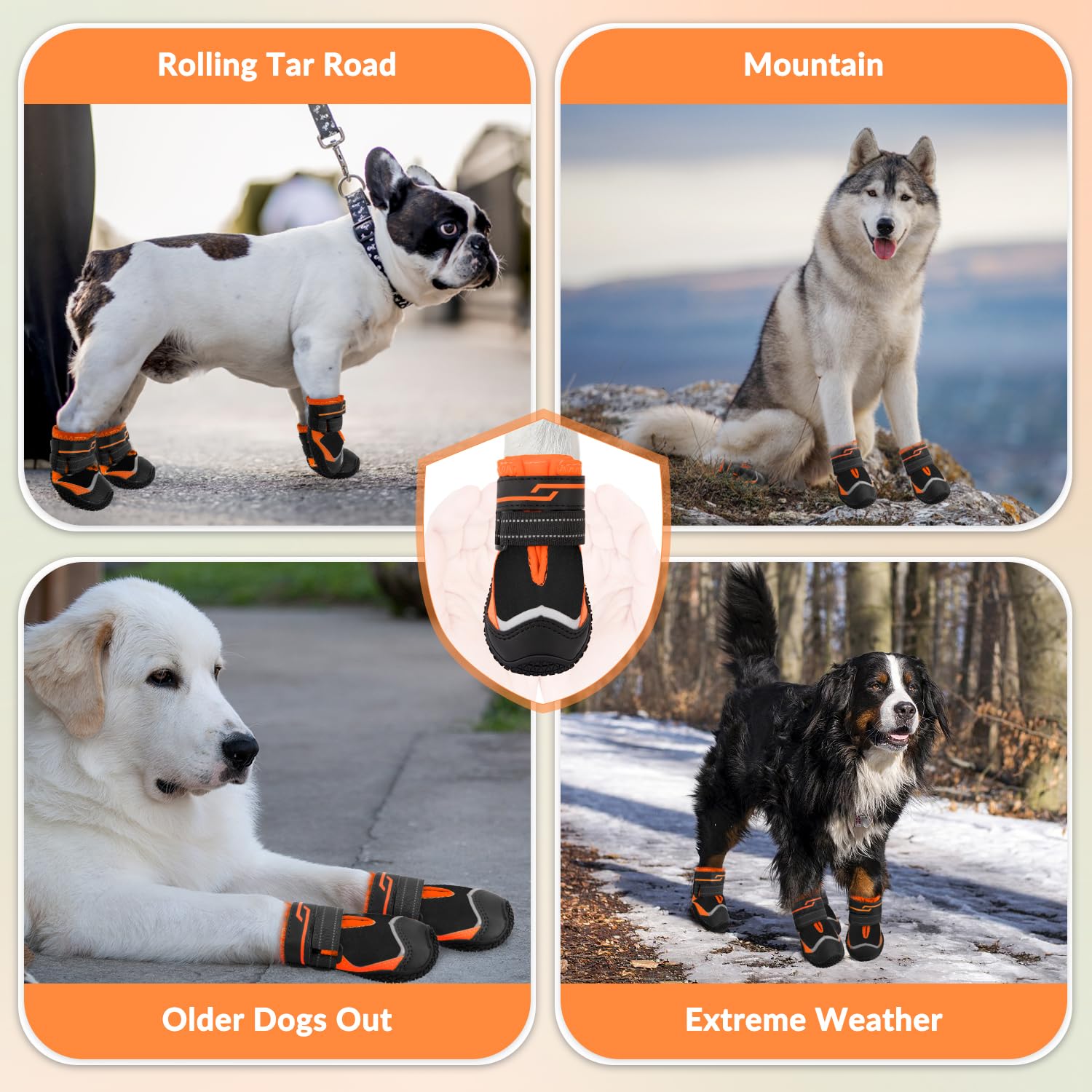 Eyein Dog Boots Paw Protector, Breathable Dog Boots for Injured Paws Waterproof, Dual Adjustable Washable Non-Slip Dog Shoes for Walking, Reflective Dog Shoes for Small Medium Large Dogs(2pcs) — view 32