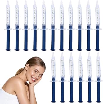16 Pcs Teeth Whitening Gel Refills, 3ml Gentle Teeth Whitening Kit Brighten and Add Shine Stain Removal Works with Led Light and Tray