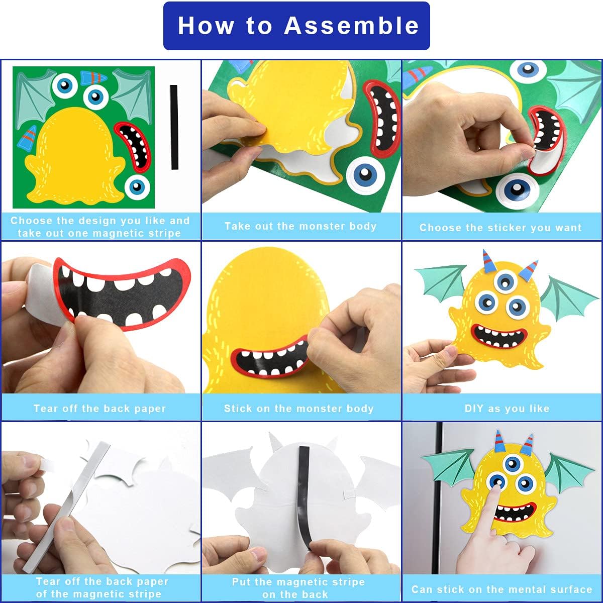 Treasure Cove Kids Halloween Crafts Foam Magnet Monster Sticker 12Pcs image 4