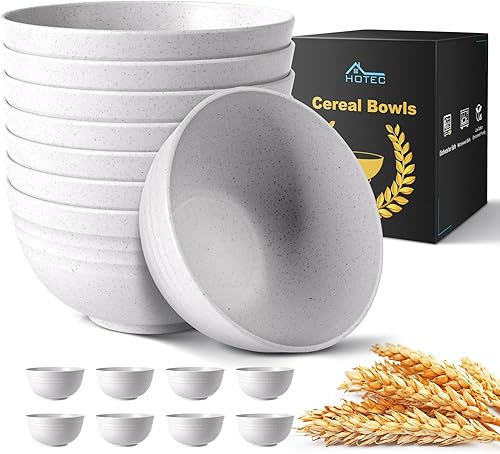 HOTEC Tazones irrompibles de paja de trigo para cereales, aptos para microondas y lavavajillas, cuencos para sopa y ensalada, sin BPA, juego de 8,