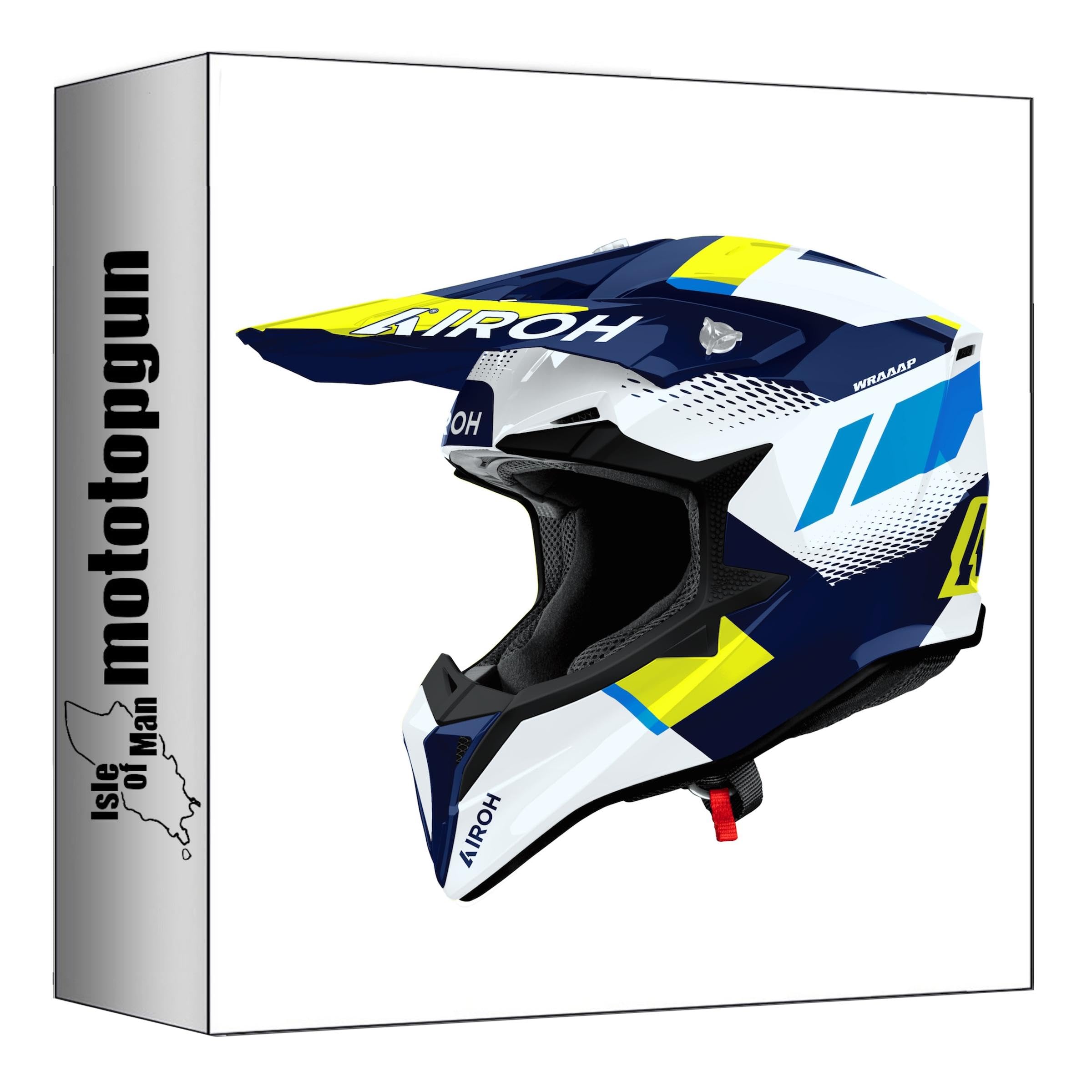 Casque Off-Road Airoh Wraaap Vision Jaune Bleu Mat Taille M - 3
