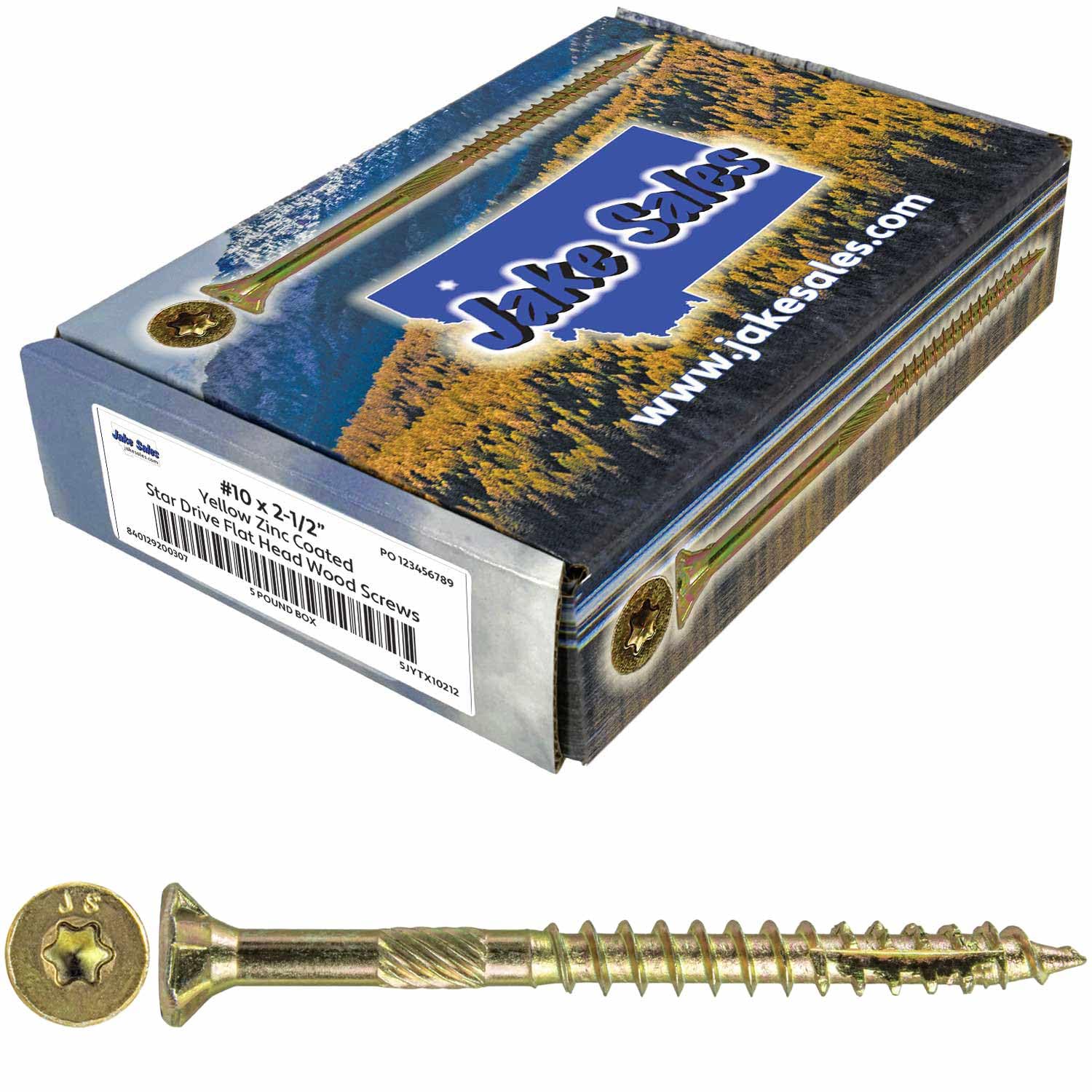 Vis bois YTX #10 X 2-1/2" empreinte Torx étoile boîte 5 POUNDS de 385 vis pour menuiserie