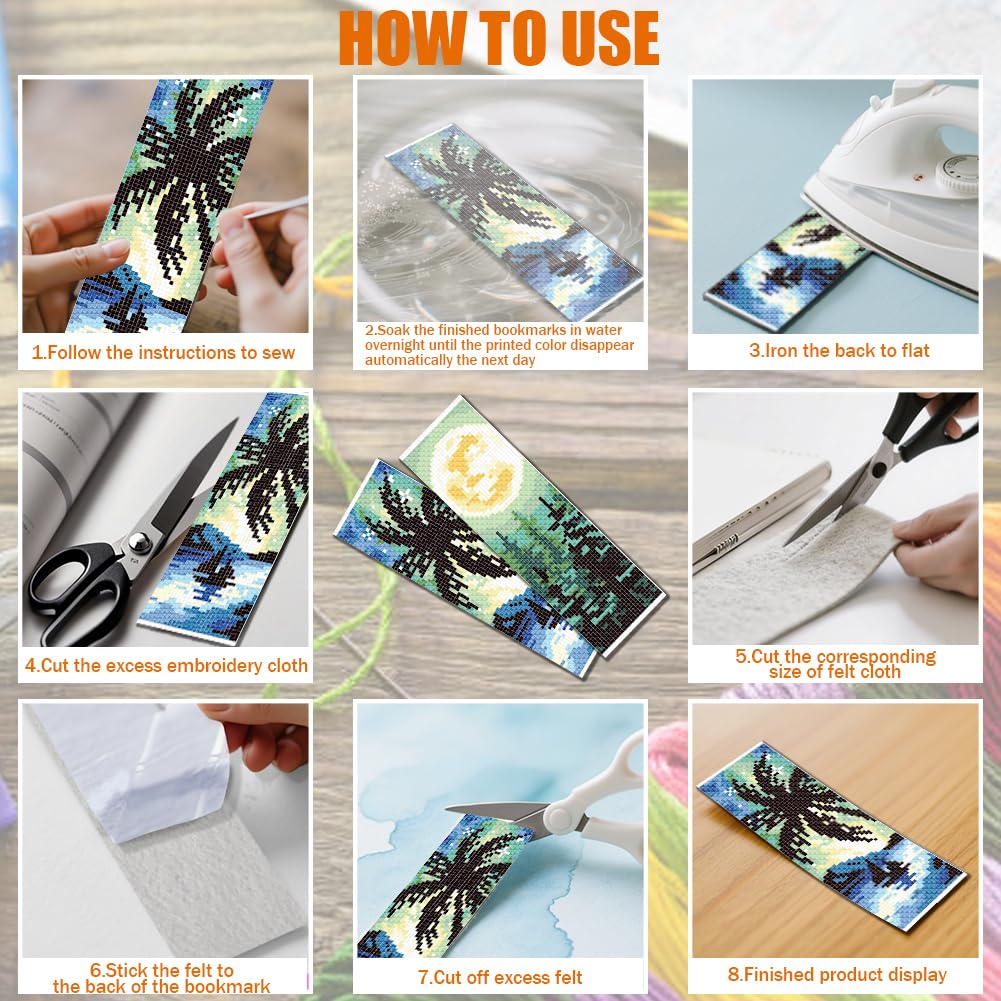 Kit Point De Croix Marque-pages FREEBLOSS 6 Pcs De Marque-Pages Au Point De Croix Kit 11 CT