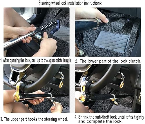 Miniatura 7 de Cerradura de coche antirrobo cerradura de coche cabeza de manillar embrague bloqueo de freno del acelerador bloqueo de volante retráctil