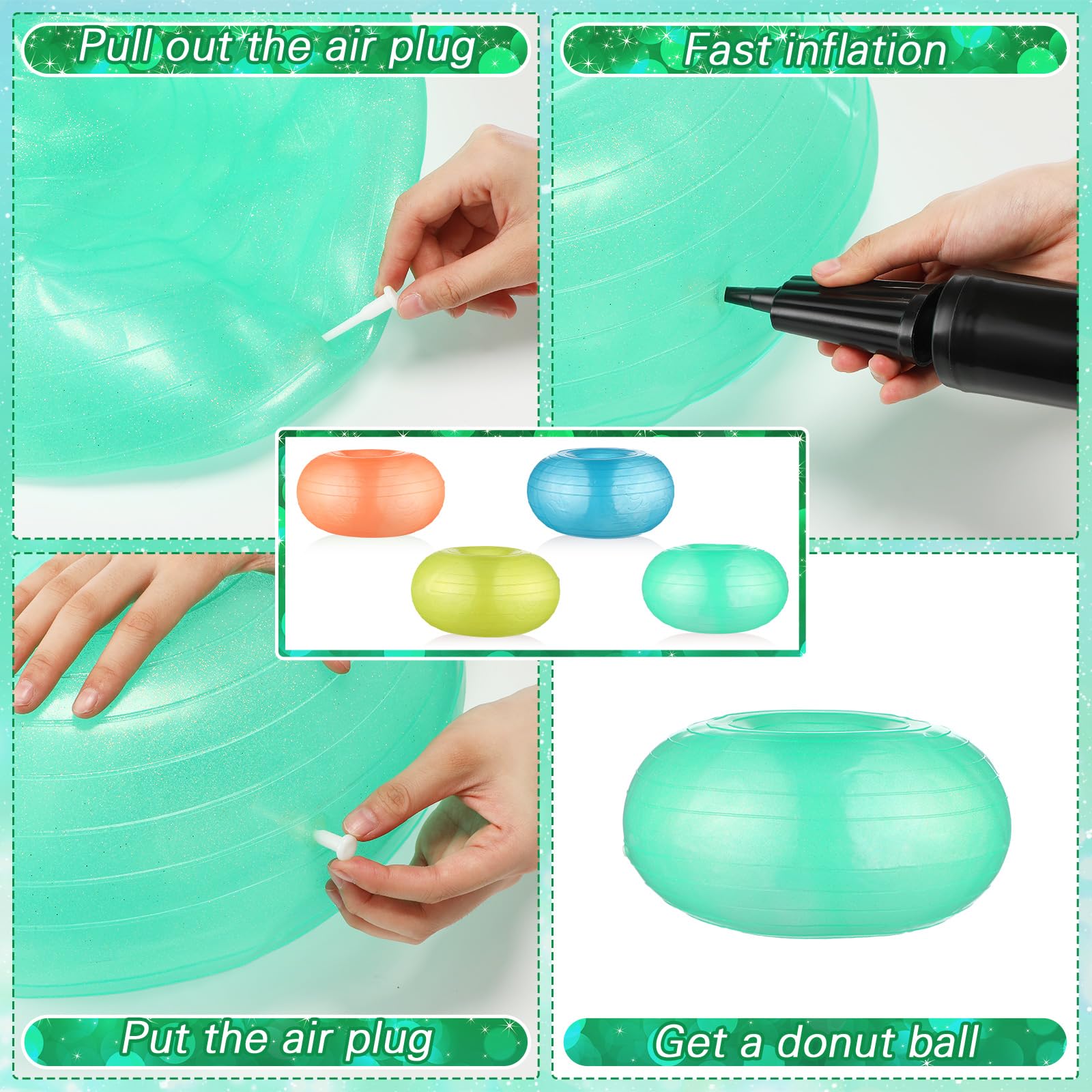 Libima Flexible Sitzgelegenheiten für Klassenzimmer, aufblasbare Yoga-Ballstühle mit Pumpe, Donut-Übungsball, Stuhlkissen für Balance- und Stabilitätstraining, Zuhause, Büro, Fitnessstudio, Workout, 4