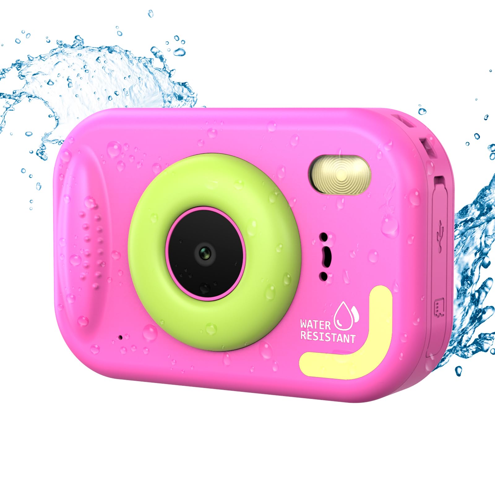 Macchina Fotografica Bambini 20MP HD - Impermeabile 10m con Schermo 2.4", SD 32GB - Perfetta per Spiaggia, Piscina e Sport Acquatici per Bambini 3-12 anni (Rosa)