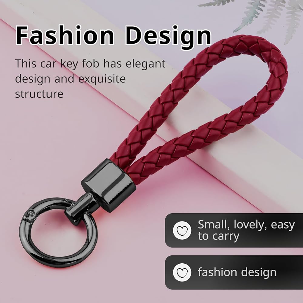 Portachiavi In Pelle Intrecciata - Set Da 2 Pezzi Unisex | Design Multicolore Con Anello In Lega Di Zinco | Per Chiavi Auto E Casa - Foto 7