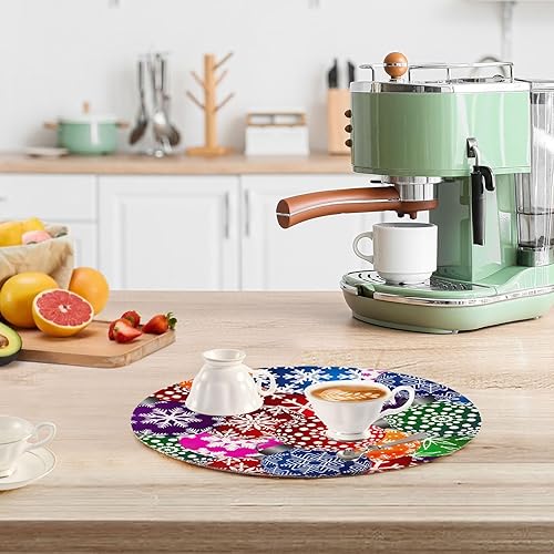 Miniatura 6 de 3 Pcs Heat Proof Trivet Colorful Christmas Tree Ornaments Round Ball for Hot Pots and Pans 15in Cotton Thread Weave Hot Pot Holders for Microwave