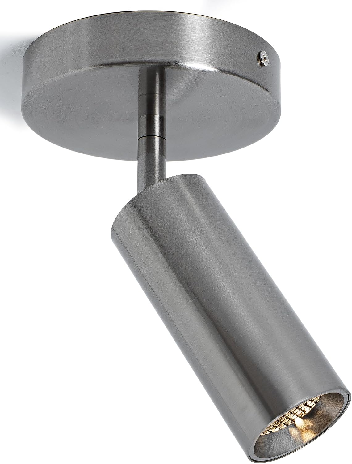 9W Dimmable Nickel Wired Ceiling Spotlight Indoor, Stainless Steel | Adjustable 350° Rotating & 90° Tilt Surface Accent Directional Spot Light Fixtures for Industrial Decor, Art, Plants