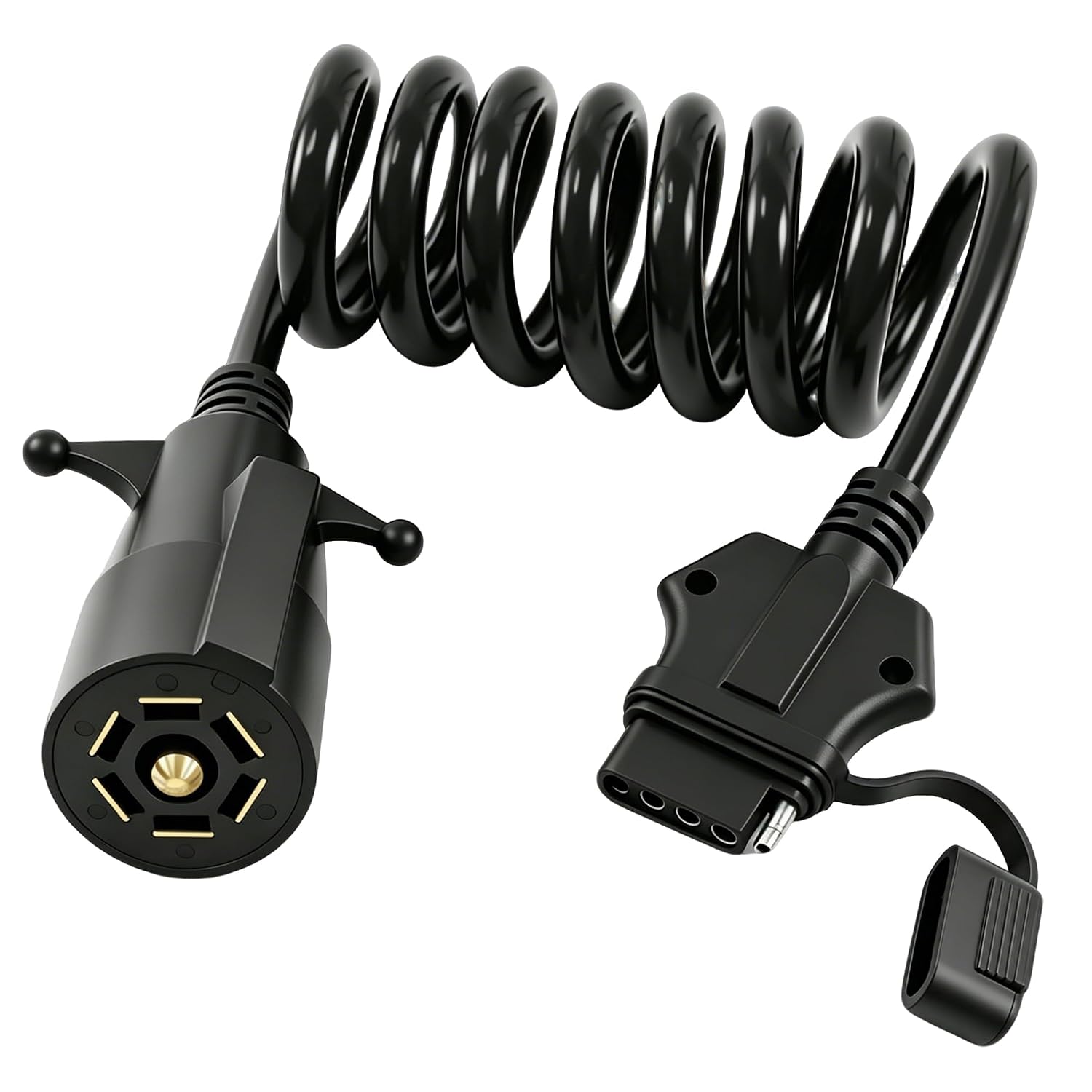 AWINLI 7 Way Blade to 5 Way Flat Trailer Adapter,5FT Heavy-Duty 18AWG Pure Copper Wire Harness,7 to 5 Wire Trailer Connector Plug,7-Pin to 5-Pin Extension Cord Sheathed,Suitable for Truck,RV,Yacht.