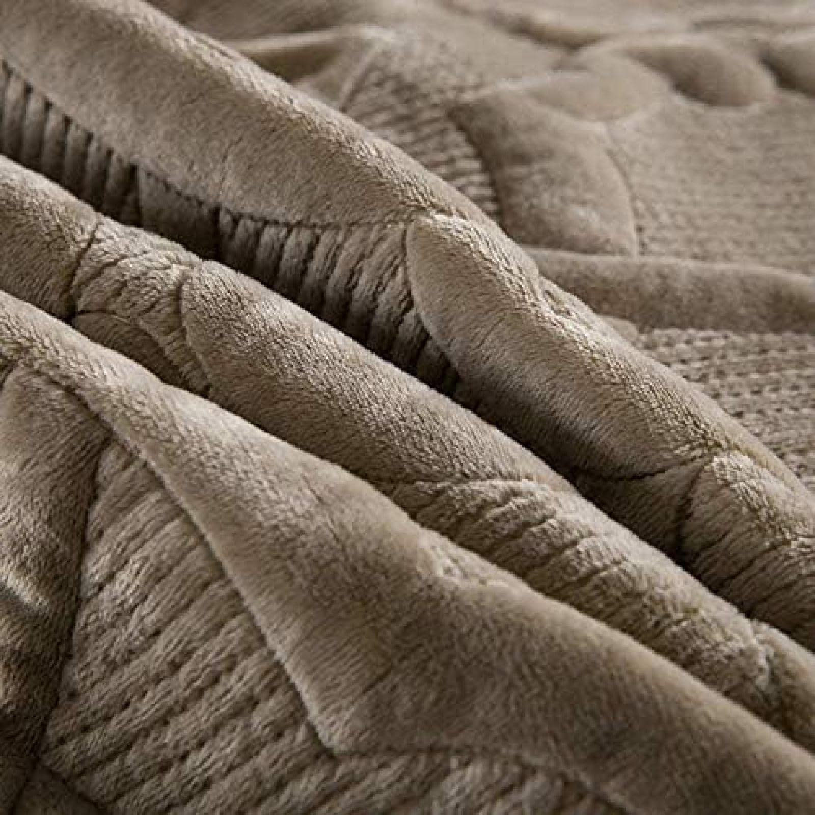 3-teilige Gesteppte Tagesdecke, Samt-Tagesdecke, Baumwollfutter, Decke, 100% Dekoration, Steppbett-Set, Groß,Braun,224X234+2X51X71CM,Picturesque234