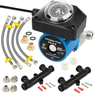 Tpcy-c Hot Water Recirculating Pump Kit with Programmable Timer & Brass Bypass Valves - Easy DIY for Instant Hot Water B0FP5C2B9T