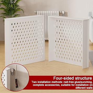Radiator Cover, Home Radiator Covers, Four Sides Protective Heating Cabinet, Waterproof PVC Board, Hollow Design, Decorative Cabinet(100x60x20cm/39x24x8in)