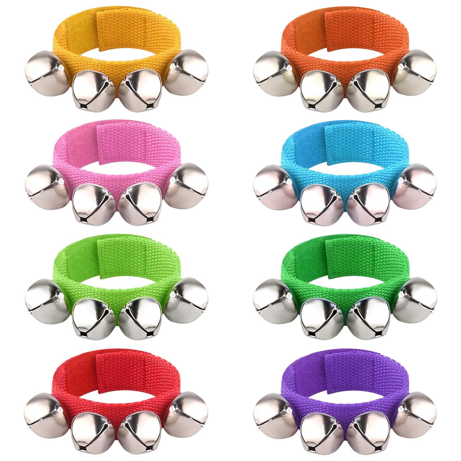 8 Pcs Colored Jingle Bells Wrist Band Bell Percussion Instruments PLULON Bracelet Percussion Instruments Musical Rhythm Band for