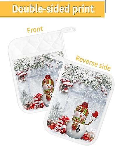 Miniatura 9 de Juego de 3 soportes para ollas de Navidad para cocina, antideslizantes y aislantes de calor, juego de agarraderas de tela de toalla con bolsillo,