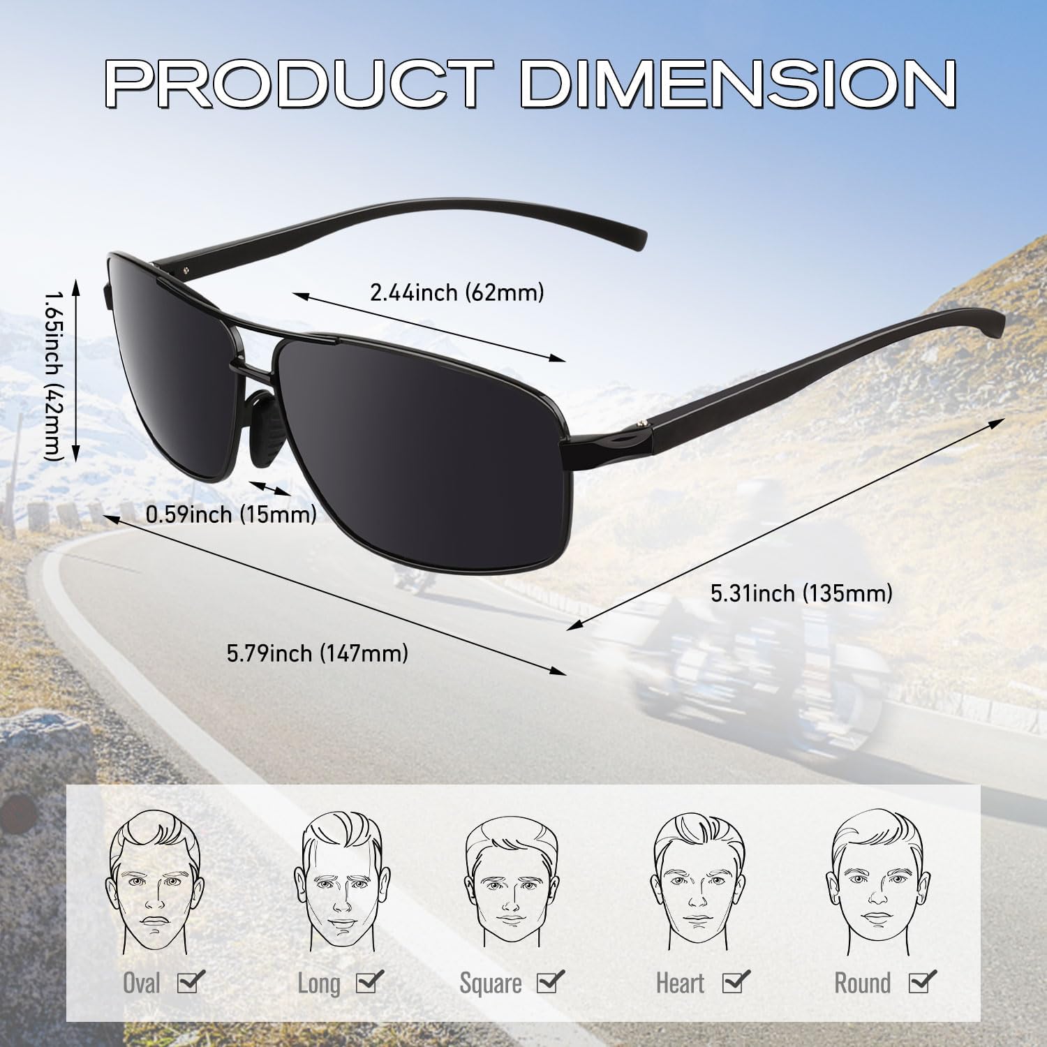 Sunier Polarized Sunglasses for Men, Premium Lightweight Al-Mg Shades with Spring Hinges 100% UV400 Protection