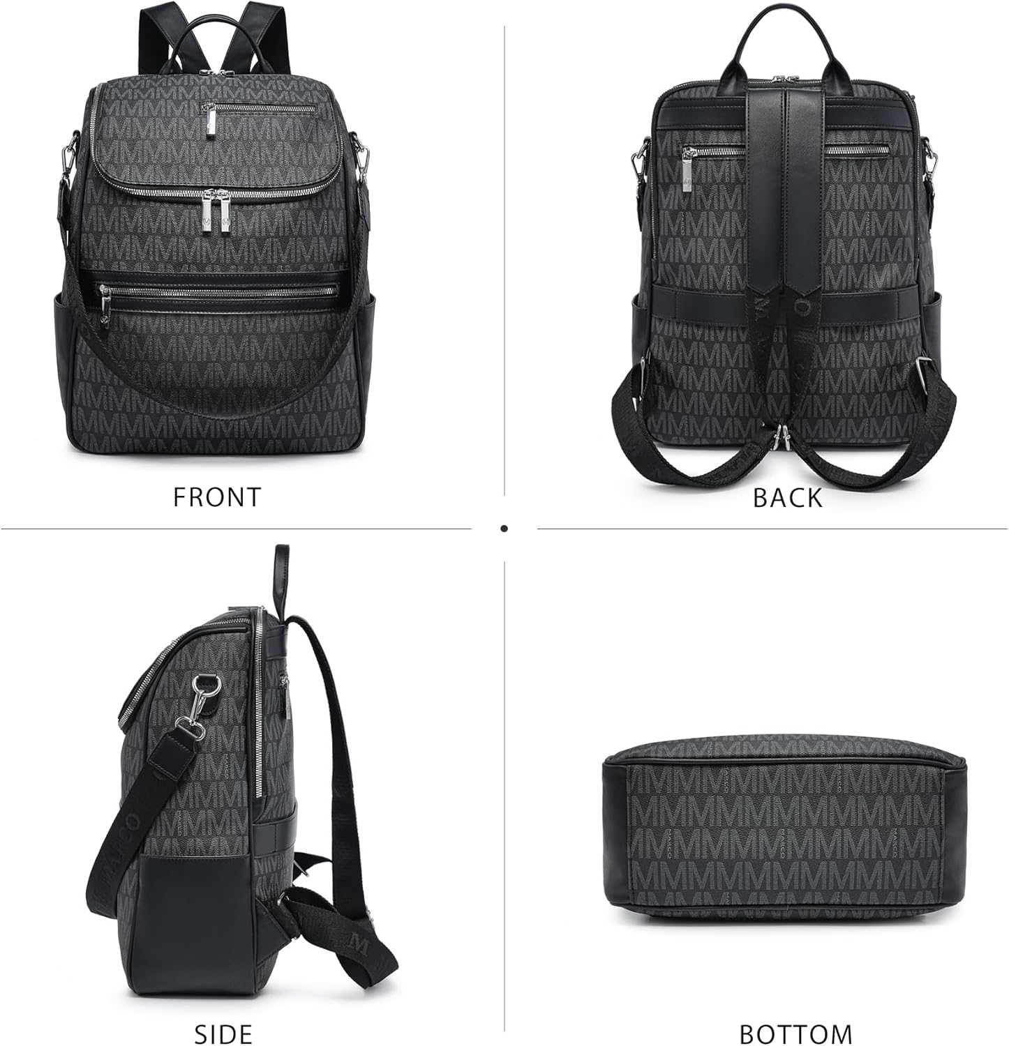 Womens Convertible Backpack Purse Vegan Leather 15.6 Inch Laptop Backpack Work Travel Handbag Shoulder Bag - Image 3