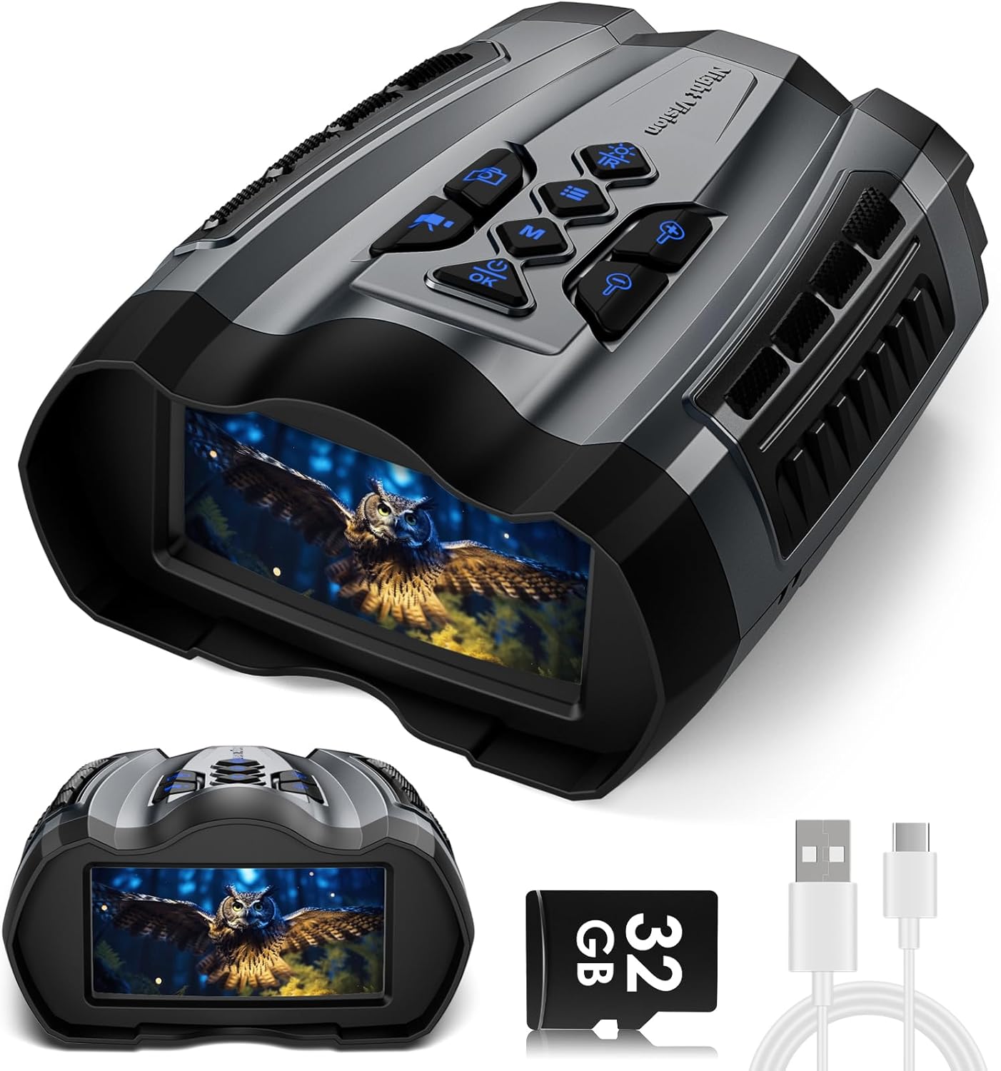 Night Vision Goggles, 9 Gear Night Vision Binoculars, 4K Binoculars with Camera, 4000mAh Battery Nightvision, 10X Digital Zoom, 3.5" HD Display and 32GB TF Card