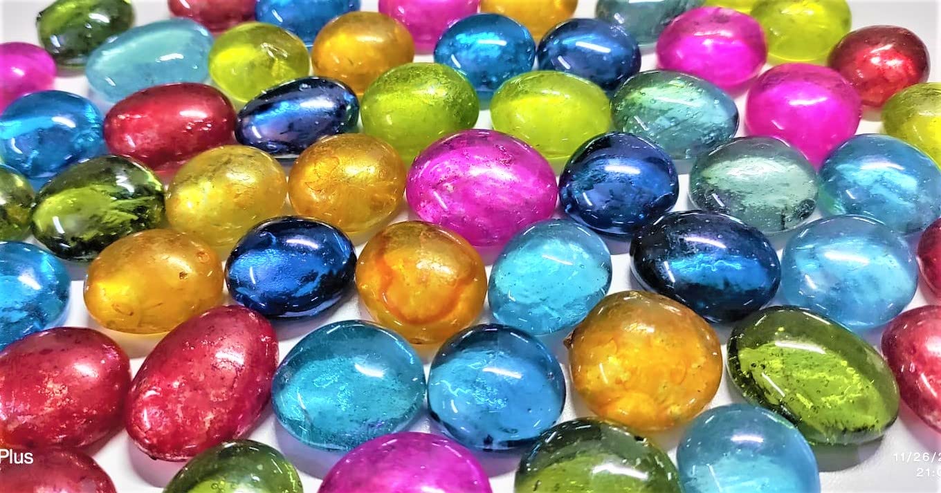 OMI Multicolor Clear Polished Glass Pebbles Mixed Color-Shapes, 400g (Approx 50 Pieces) (B0C573QBFJ) Amazon Price History, Amazon Price Tracker