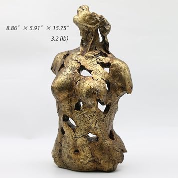 Lukitas Abstract Female Bust Statue and Sculpture, Lady Figurine Art Decor, Aesthetic Ornament for Office Living Room Bedroom, Golden, Resin 16