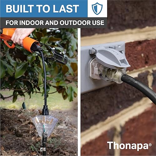 Miniatura 14 de SJTW - Cable de extensión iluminado para exteriores de 3 tomas de corriente, calibre 12, 15 amperios, cable de extensión de alimentación resistente