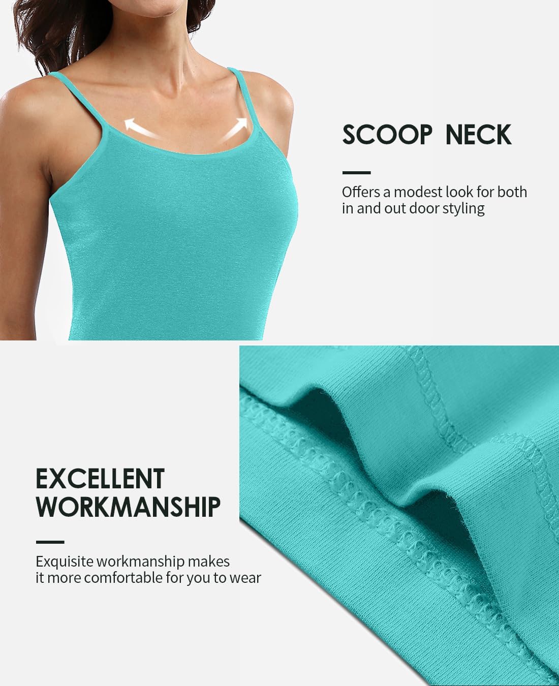 beautyin Cotton Camisole Tops for Women Shelf Bra Adjustable Spaghetti Strap Tank Top Basic Cami Undershirt - Image 5