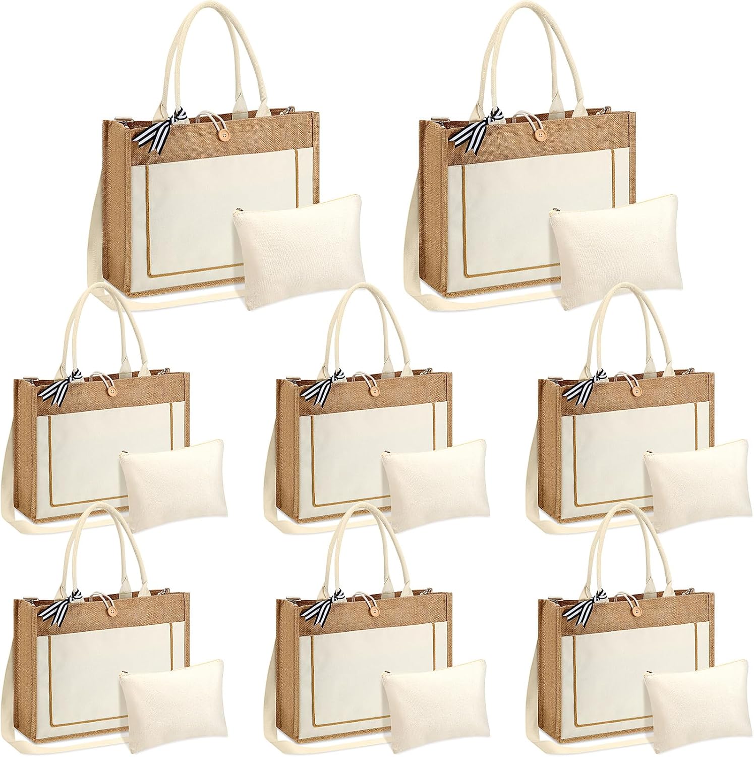 Sadnyy Burlap Tote Bags Bulk Gift Reusable Tote Grocery Shopping Jute Bag with Handle for DIY Women Wedding