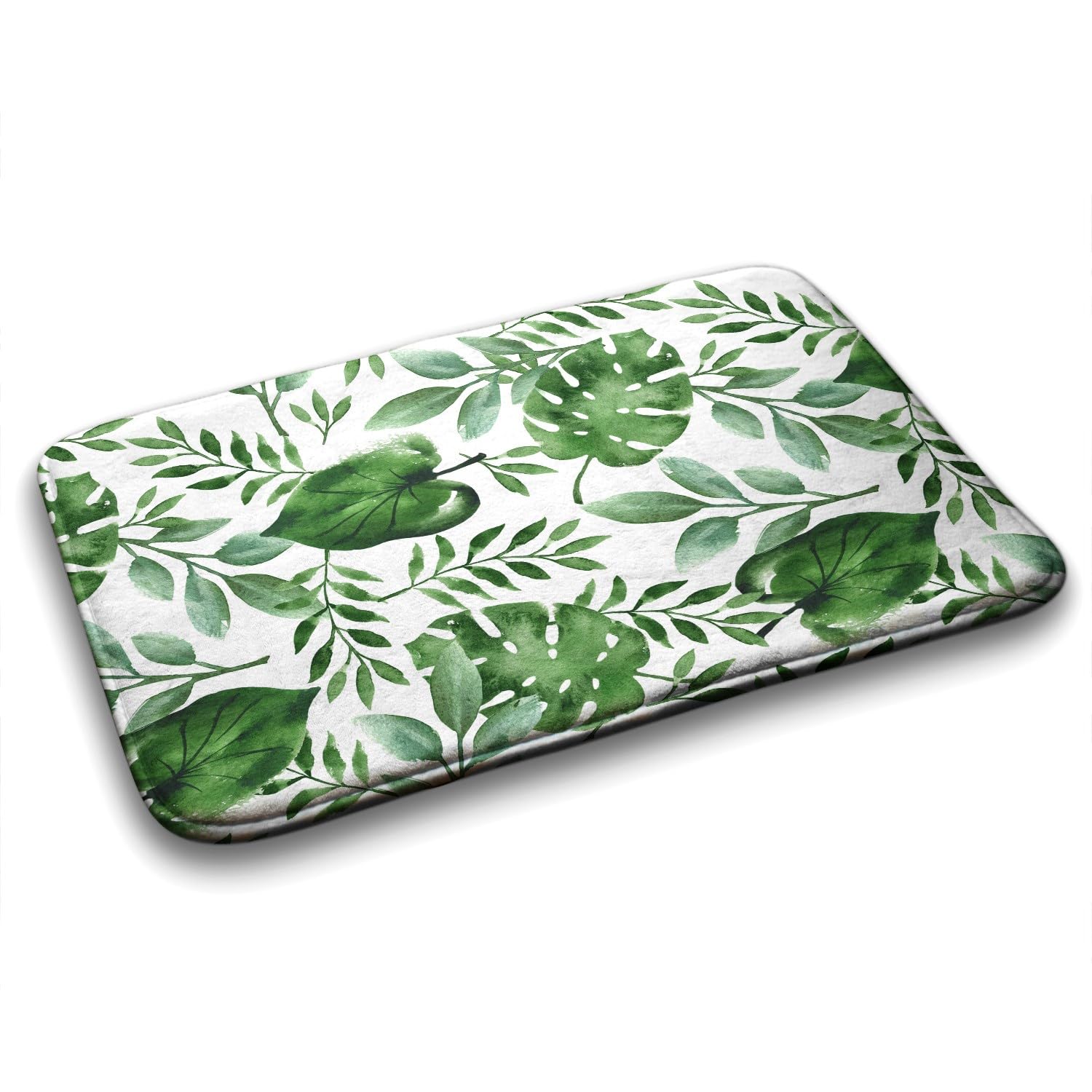 Tapis de salle de bains 90x60 cm rectangulaire et antidérapant imprimé Feuilles de Monstre Tulup