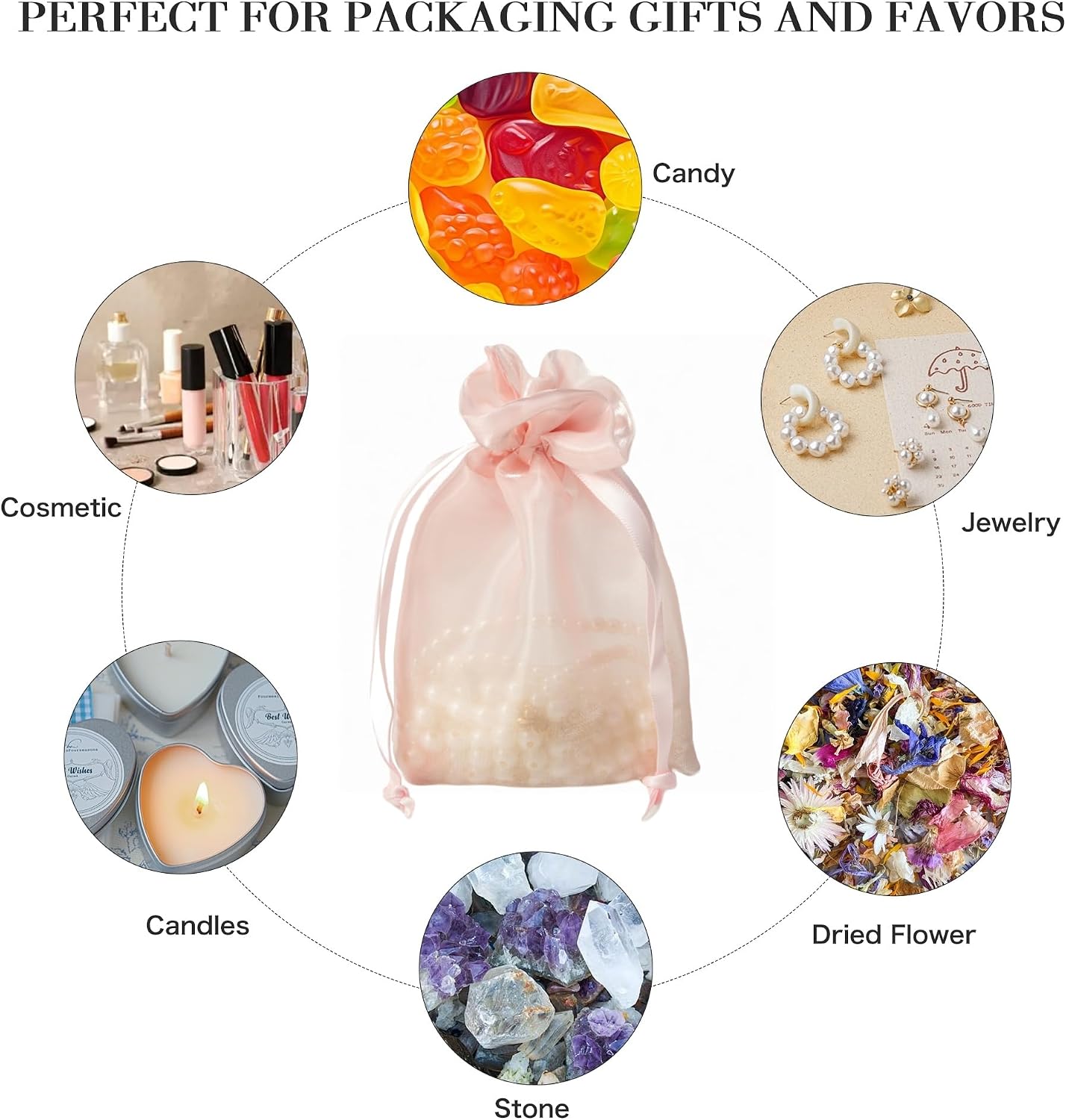 QIANF 20 Pcs Pink Small Organza Bags 6X9 inch for Wedding Favors with Drawstring, Mini Mesh Gift Bags Jewelry Pouch for Candy Bridal Shower Party Favor Baby Shower Christmas image 5