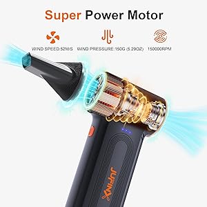 JUFINX X117 Compressed Air Duster-150000RPM Super Power Electric Air Duster, 3-Gear Adjustable Mini Blower with Fast Charging, Dust Blower for Computer, Keyboard, House, Outdoor and Car
