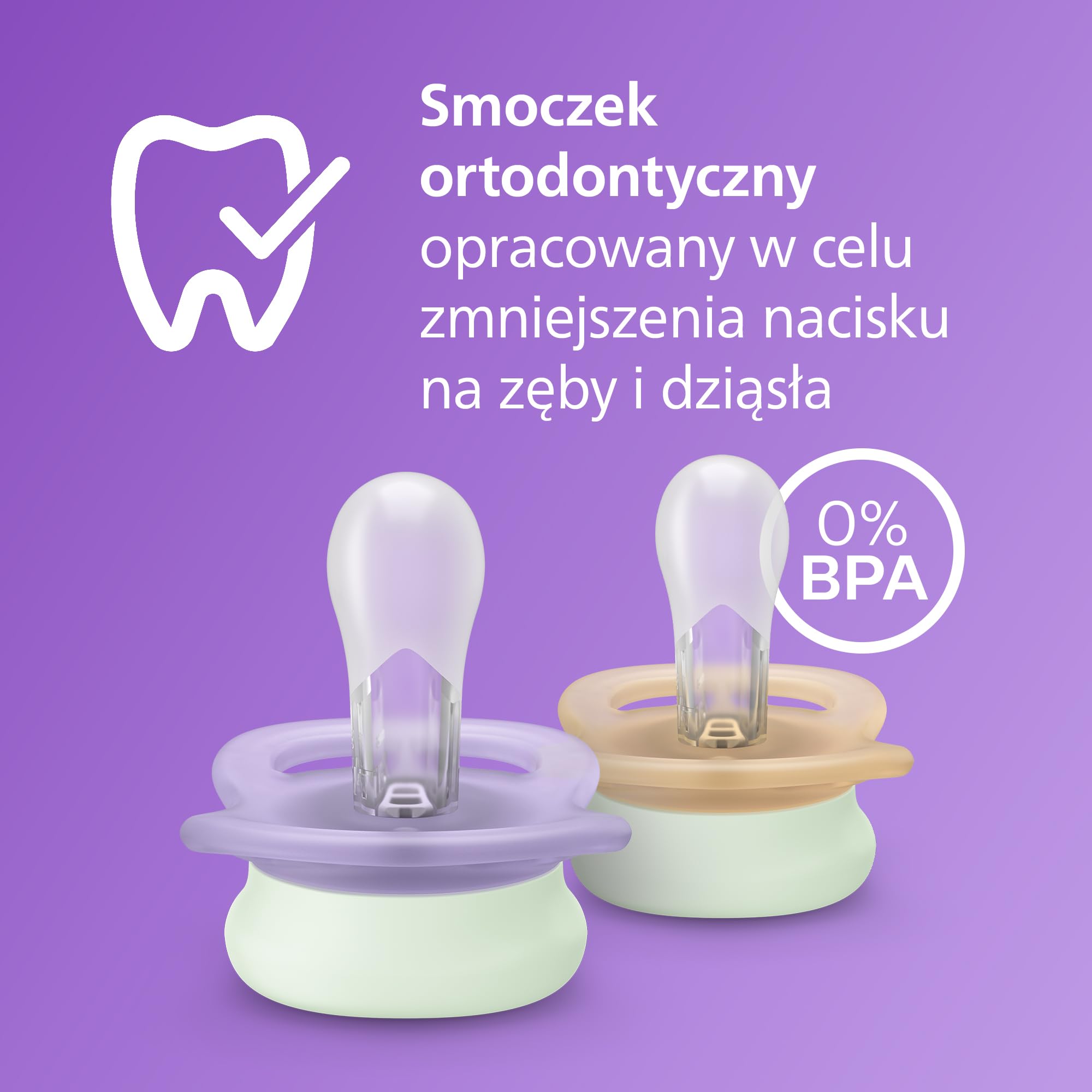 Philips Avent Ultra Start Nighttime, smoczki ortodontyczne dla noworodków w wieku od 0 do 2 miesięcy, świecą w ciemności, silikonowy, bez BPA, ze sterylizatorem/etui, 2 sztuki, SCF075/07