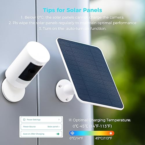 Vista 7 de Panel solar de 5 V para cámaras Seucrity, alimentador de pájaros, Ring Tapo Eufy Hiseeu Netvue Trail Batería Nativa USB-C, Micro-USB y DC 0.138 in*
