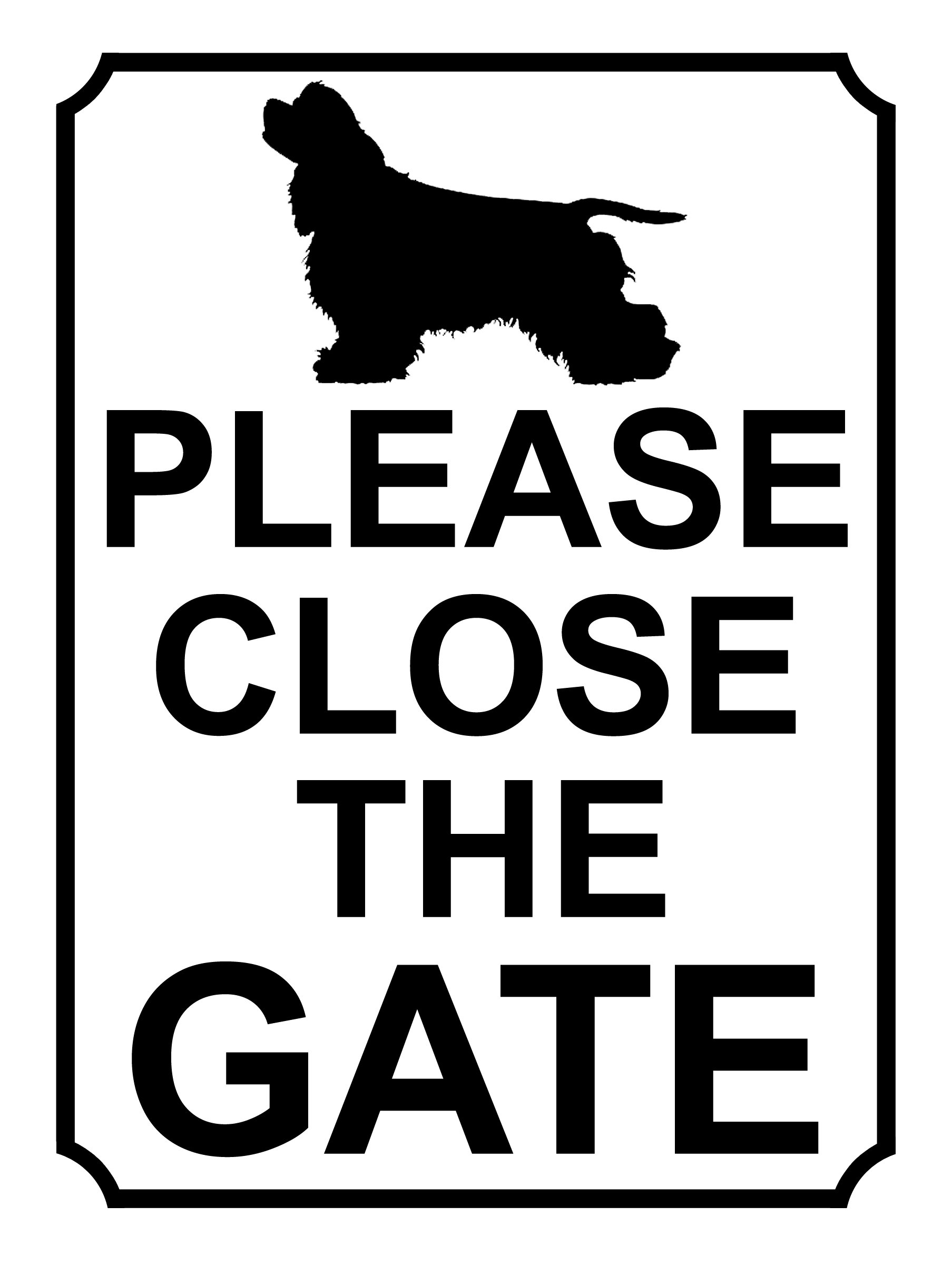 SHAWPRINT PLEASE CLOSE THE GATE DOG THEME METAL SIGN 267MM X 200MM (408H1L) LARGE 10" X 8"