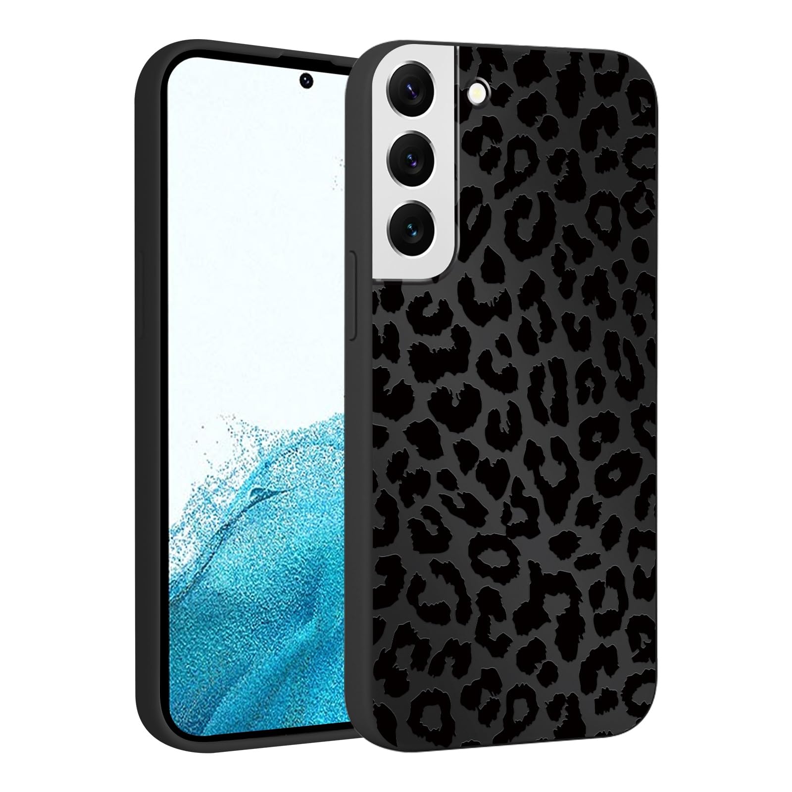 lioscre Cute Cheetah Print Phone Case for Samsung Galaxy S22 5G 6.1", Aesthetic Coquette Black Leopard Pattern Design Case Soft Slim Shockproof TPU